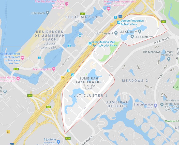 JLT map - Immobilier Dubai