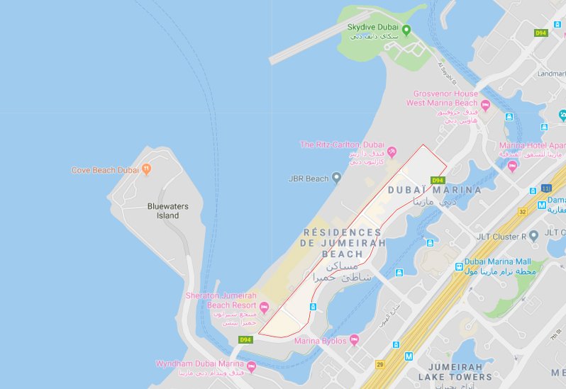 jbr map - Immobilier Dubai