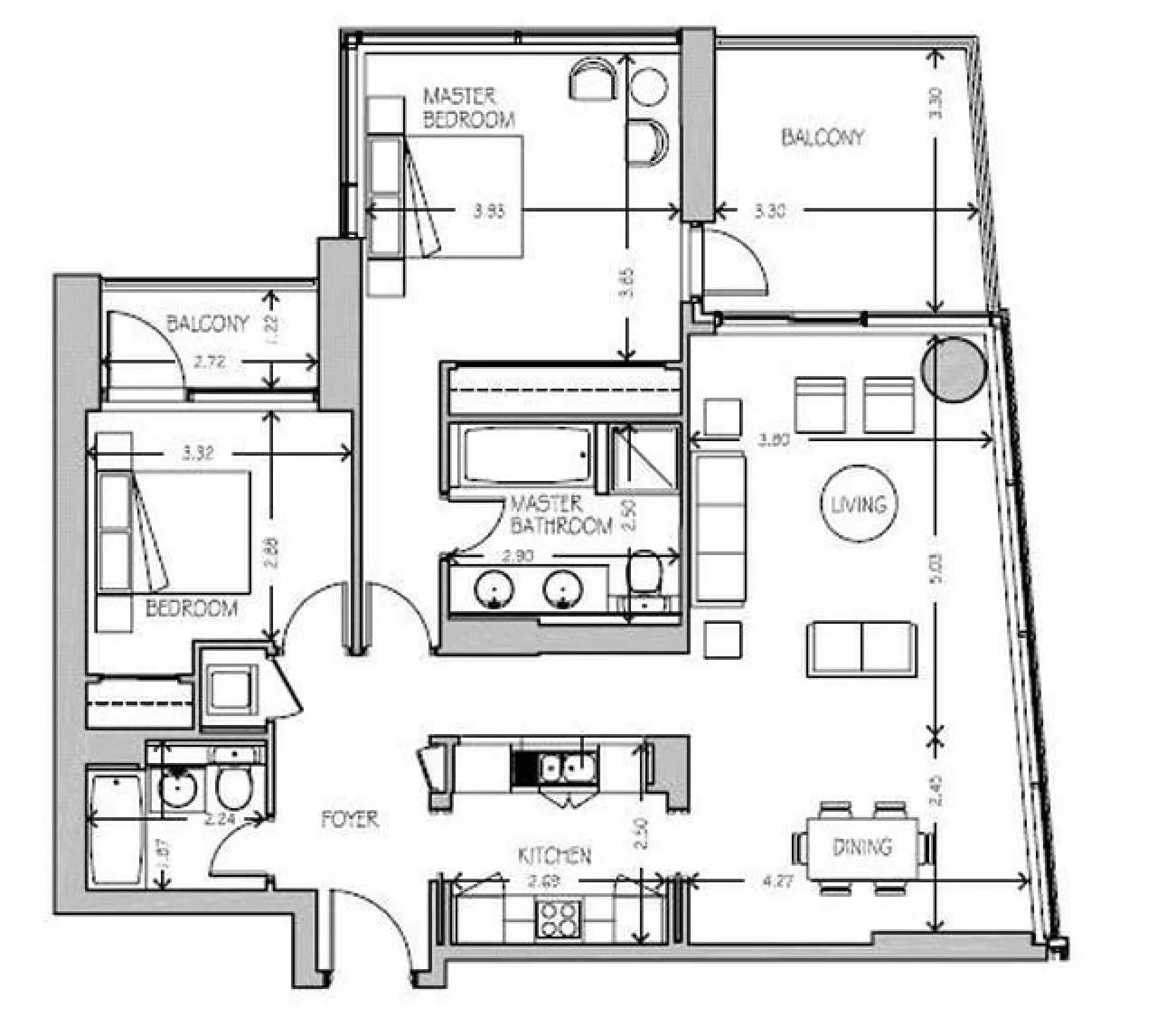 2 lits, Apt' Al Sahab 2, Dubai Marina – Appartement Dubai (3/10)