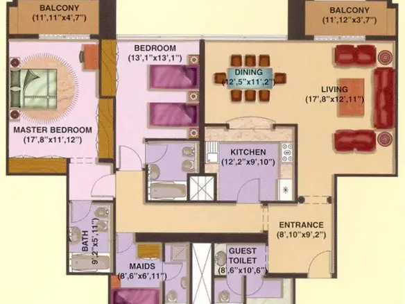 Bel aprt 2 CH + bureau vue sur la mer à louer à Marina Crown – Appartement Dubai (1/8)