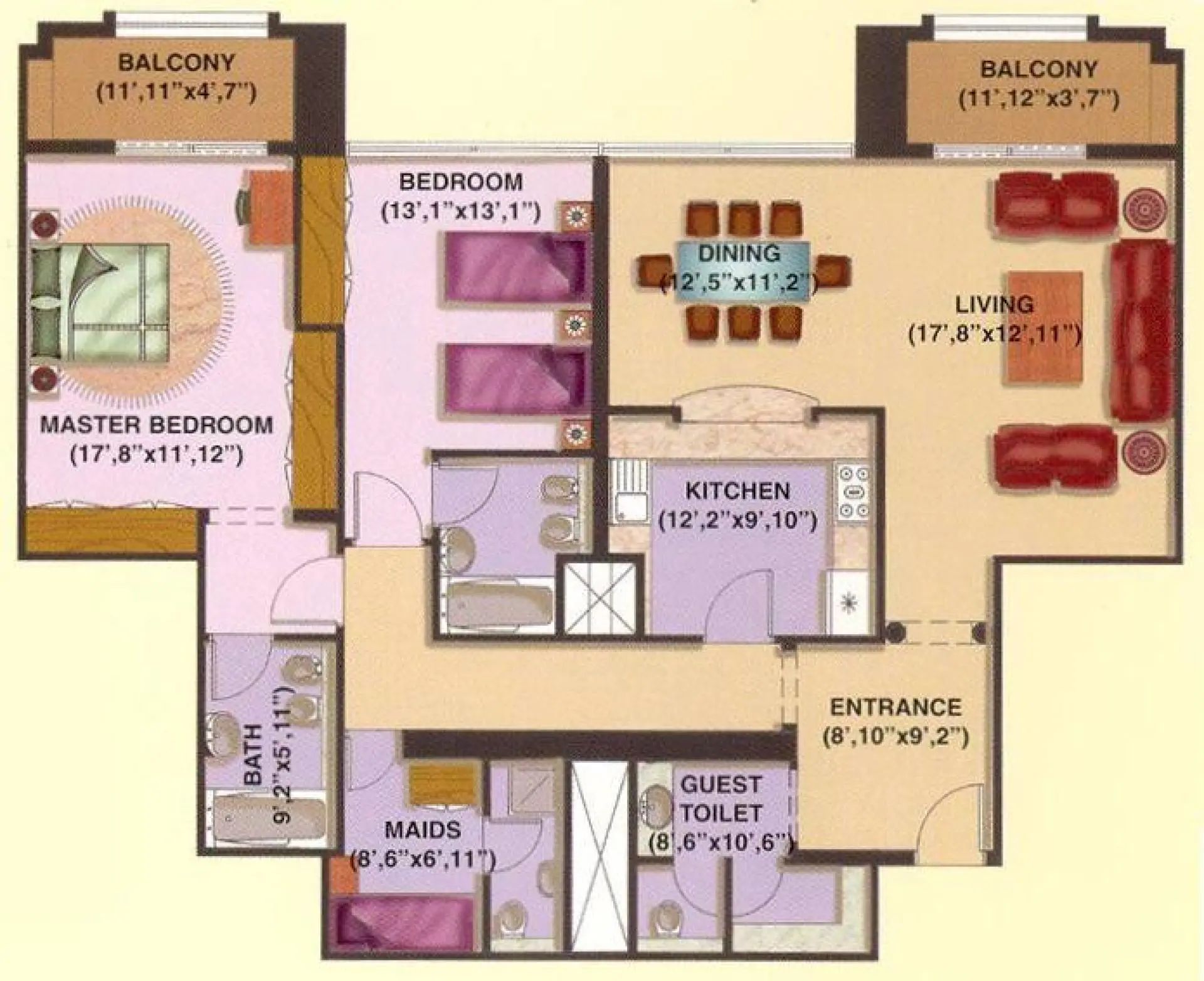 Bel aprt 2 CH + bureau vue sur la mer à louer à Marina Crown – Appartement Dubai (1/8)