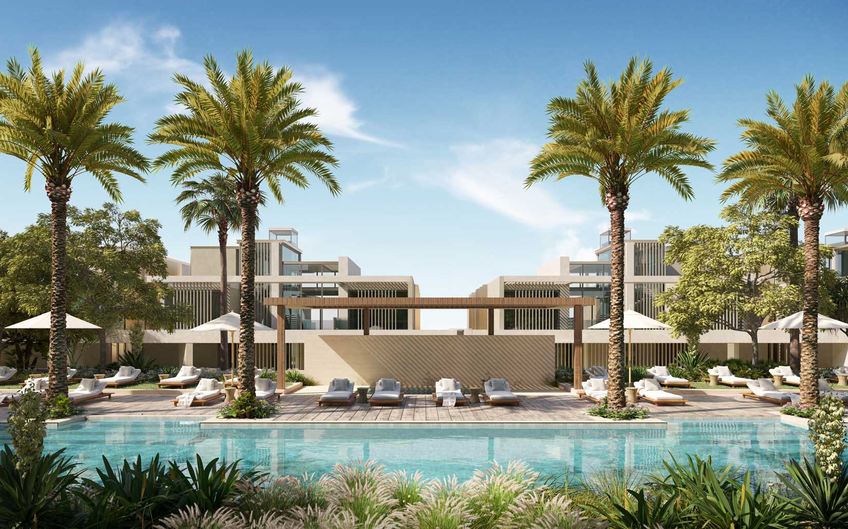 Six Senes Residences The Palm Dubai Garden Pool - Immobilier Dubai