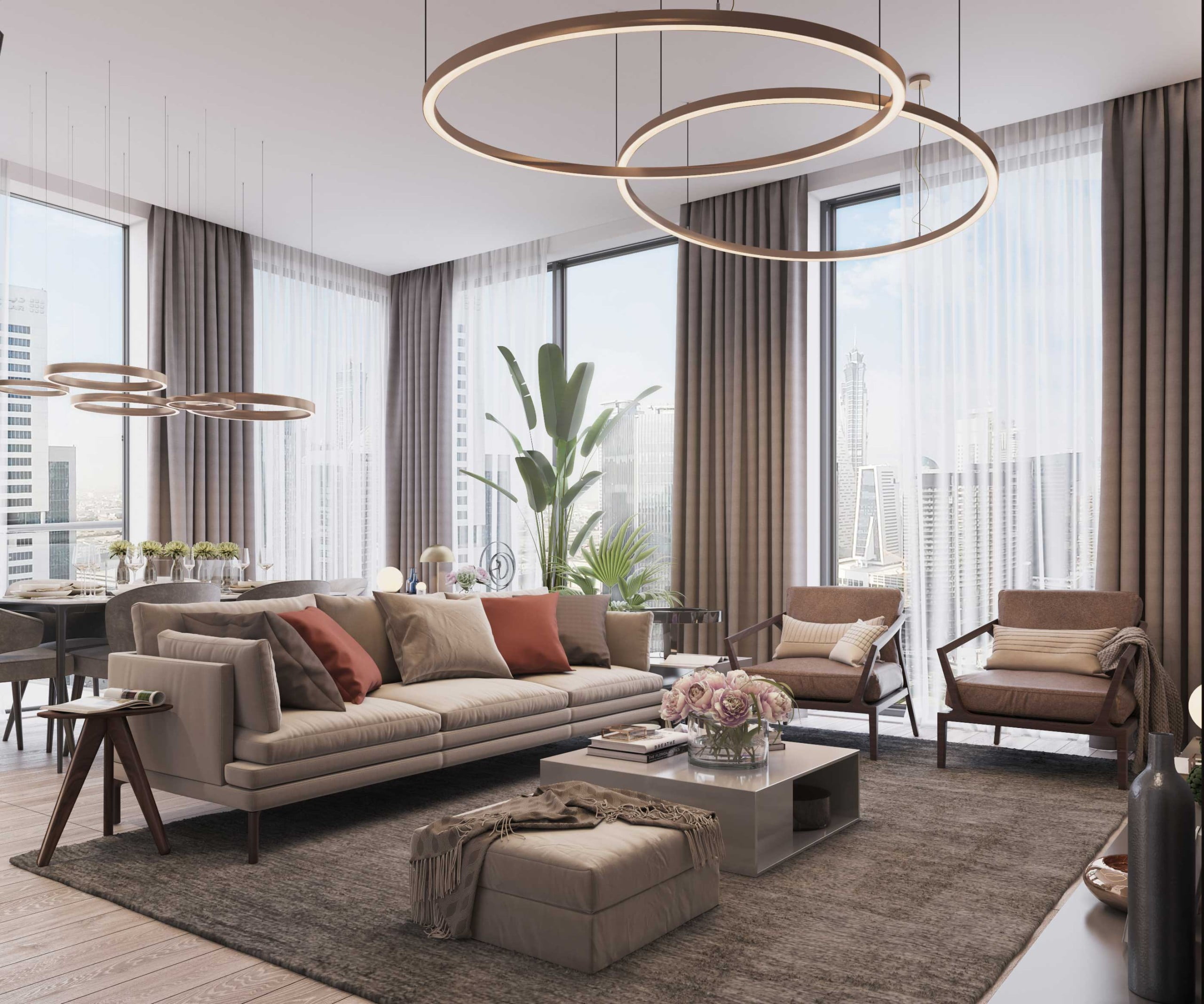 Living Area View 3 scaled - Immobilier Dubai