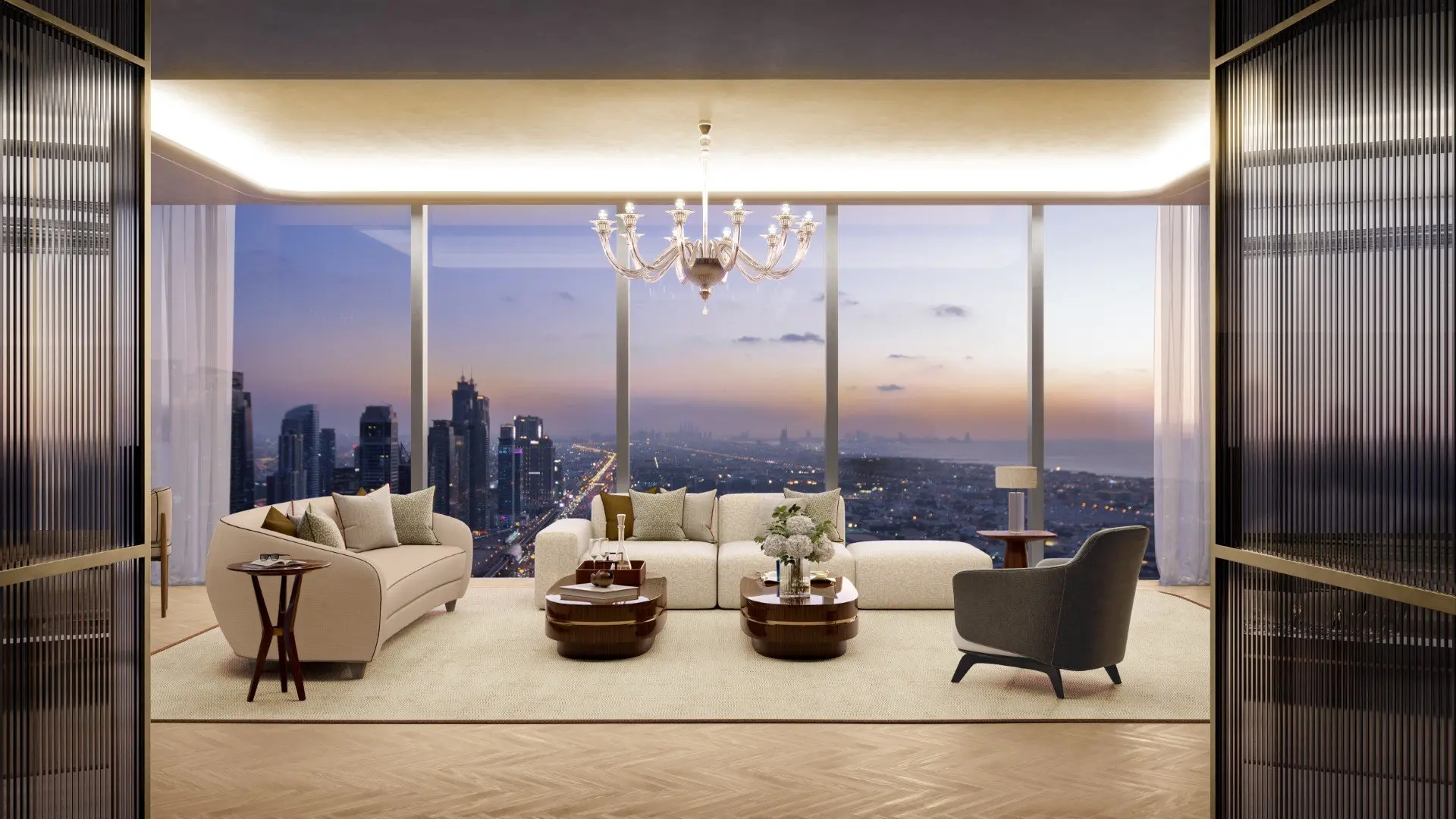 104802-Mr.-C-Residences-Downtown-4BED-LIVINGROOM-DUSK-1 Mr C Residences Downtown – Appartement Dubai (18/18)