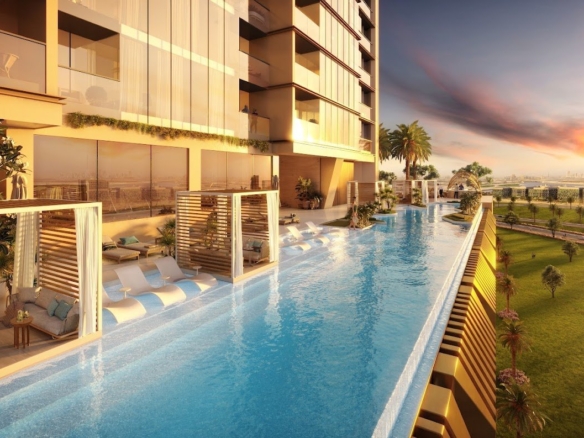 APPARTEMENT 1 CHAMBRE DE LUXE | VUE FRONTALE | VUE SUR LE CREEK & MBR CITY | ÉTAGE INTERMÉDIAIRE Appartement 3 - Dubai Immobilier 107360 65812 2.RUYA 35Regalia 20MainPool 008 InfinityEdge - Immobilier Dubai