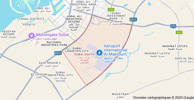 Dubai South : Le Futur de L’investissement Immobilier aux Émirats Arabes Unis 3 - Dubai Immobilier Dubai South map