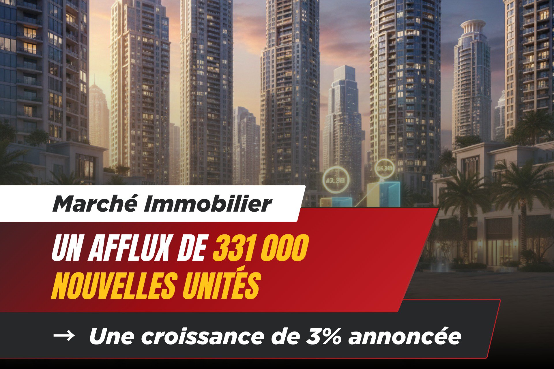 ​Marché Immobilier Dubaï : une Croissance de 3% Annoncée et un Afflux de 331 000 Nouvelles Unités cover