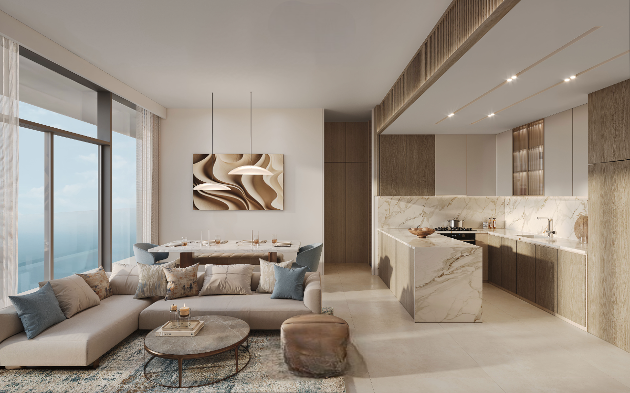 112852-1BED_Living-Dining-Kitchen-Hilton-Residences-DMC-Photoroom