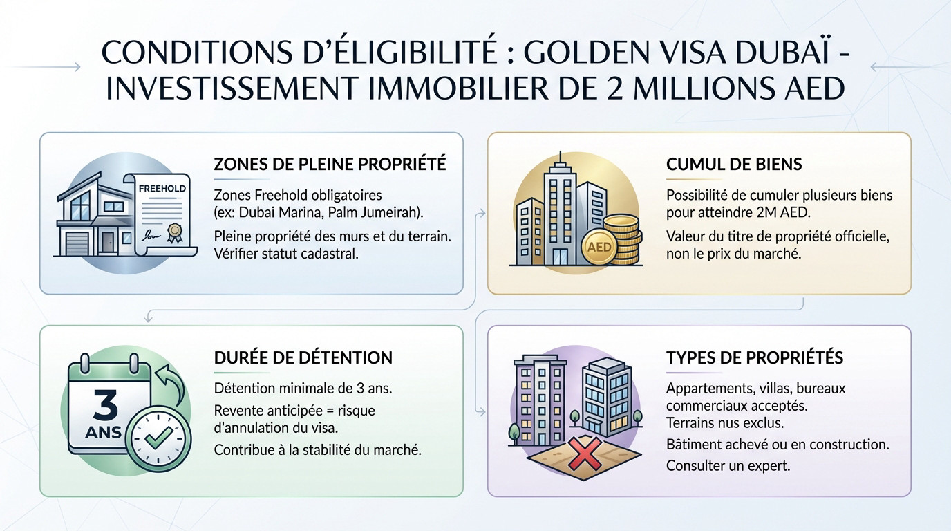 Golden Visa Dubai Immobilier 2026 : Conditions, démarches et guide complet pour obtenir le visa de résidence 10 ans grâce à un investissement immobilier à Dubai