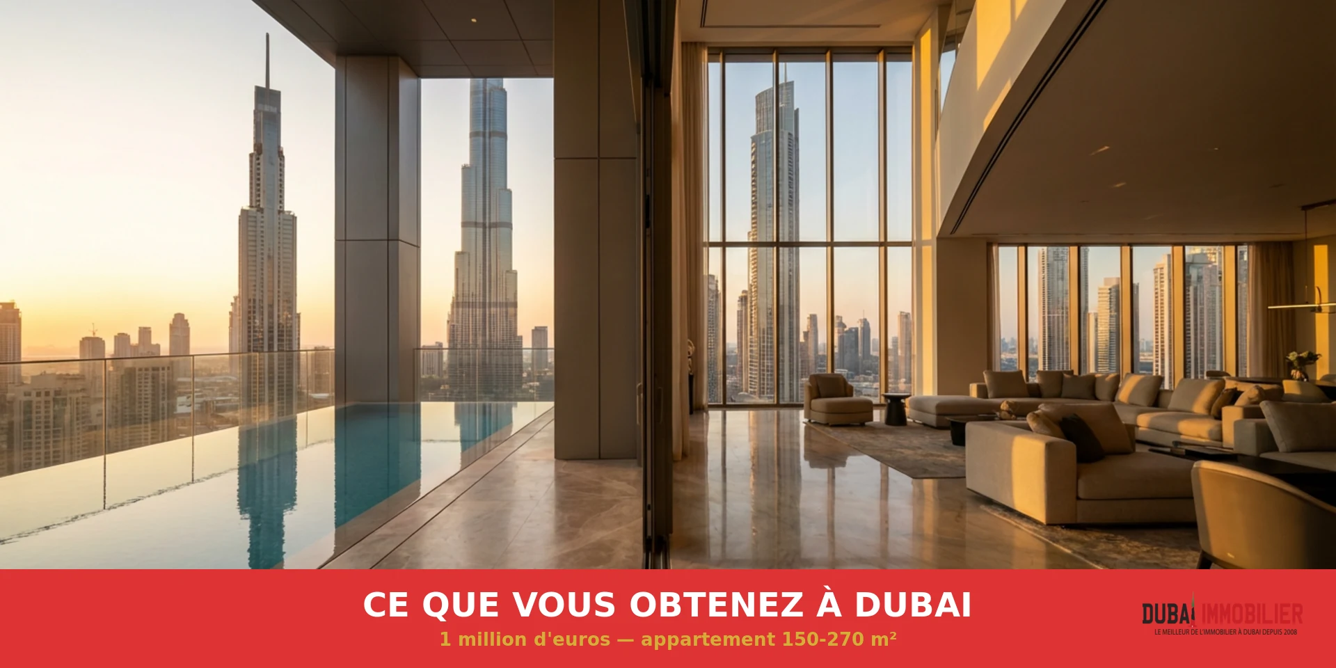 Appartement de luxe à Dubai avec vue sur Burj Khalifa — 1 million euros