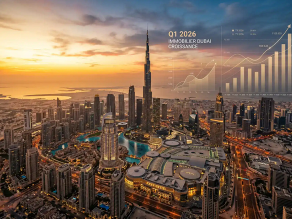 Marché immobilier Dubai 2026, skyline de Downtown Dubai et dynamique d’investissement Q1