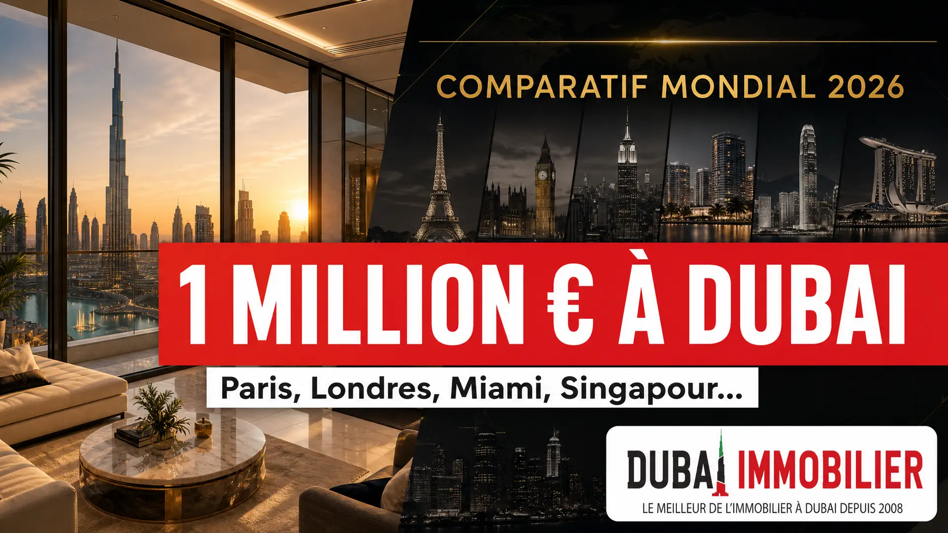 1 million euros à Dubai : comparatif mondial 2026