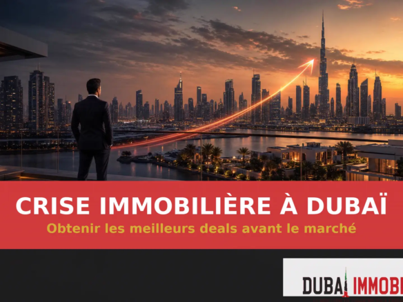 Crise immobilière à Dubai et opportunités avec le logo officiel Dubai Immobilier