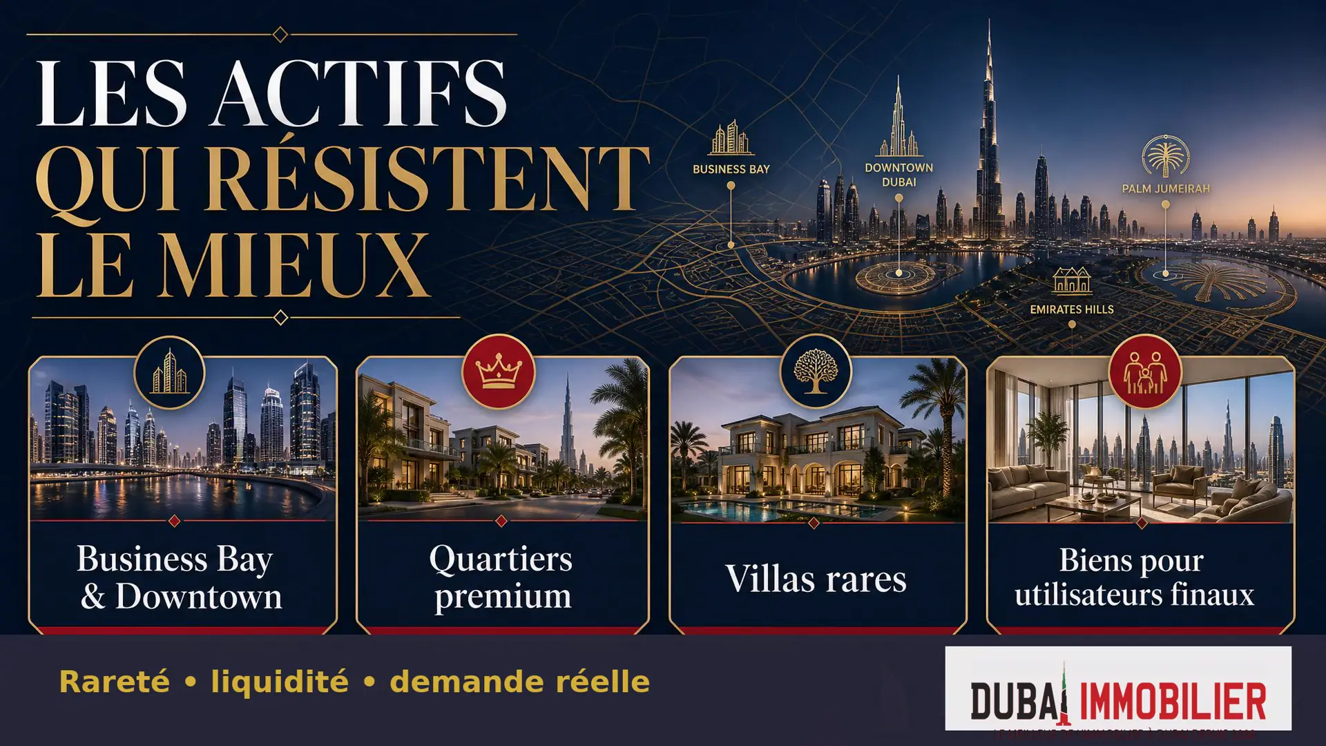 Comment profiter de la crise immobilière à Dubai pour obtenir les meilleurs deals 3 - Dubai Immobilier Actifs immobiliers qui résistent le mieux à Dubai : Business Bay, Downtown, quartiers premium et villas