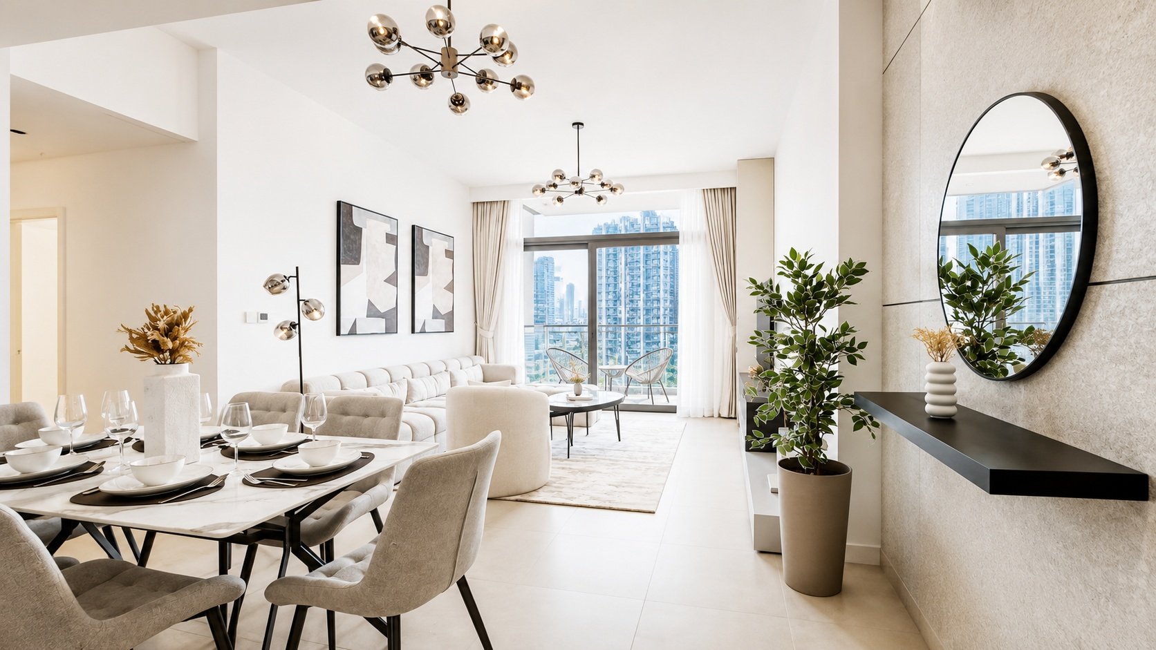 SPACIEUX 3 CHAMBRES | ENTIÈREMENT MEUBLÉ | VUE DIRECTE SUR LE BURJ | CENTRE‑VILLE Appartement