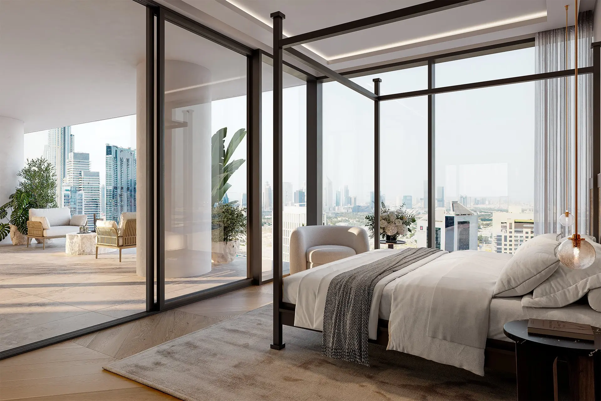135390-VelaViento_Interior_MasterBedroom_Level18 VELA VIENTO BY OMNIYAT | Le Sommet de l'Élégance Suspendue à Marasi Bay – Appartement Dubai (3/30)