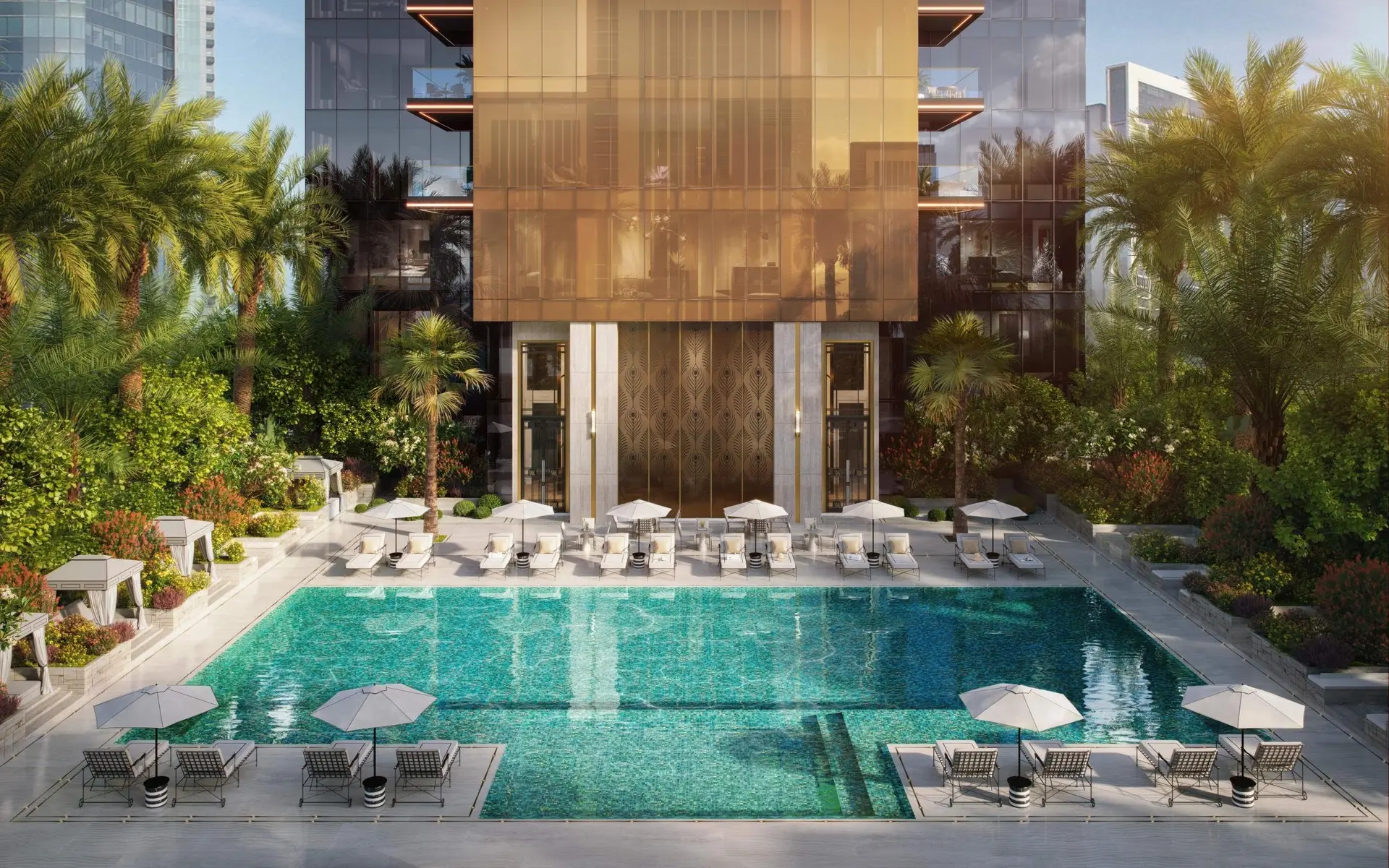 96872-RARE-WA-TOWER_Ext-Swiming-Pool_8K-min 🌟 Découvrez l’ultime raffinement du luxe résidentiel à Dubaï – Appartement Business Bay (13/15)