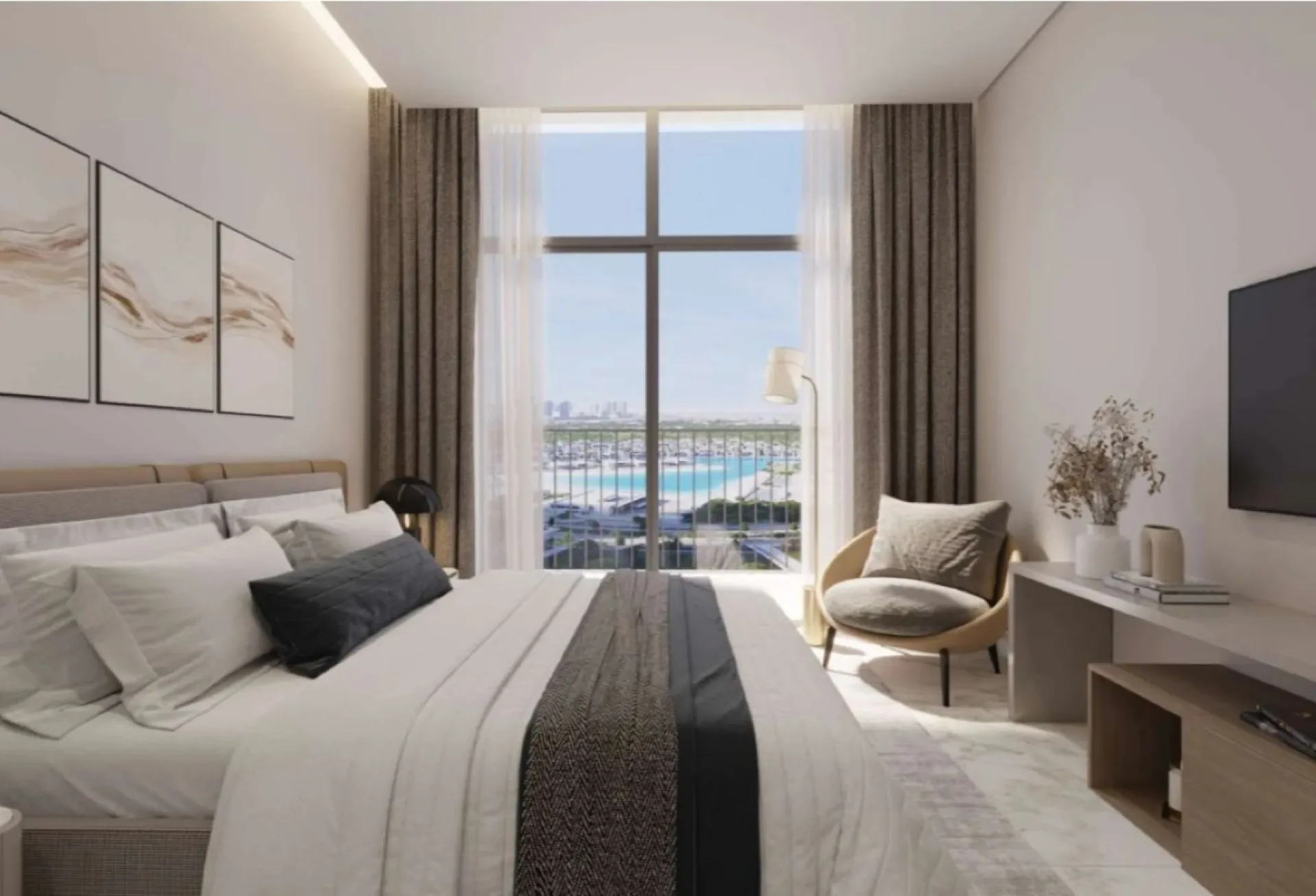 Grand 1 chambre | Vue sur la skyline de Dubaï et l&hippodrome – Appartement Dubai (1/16)