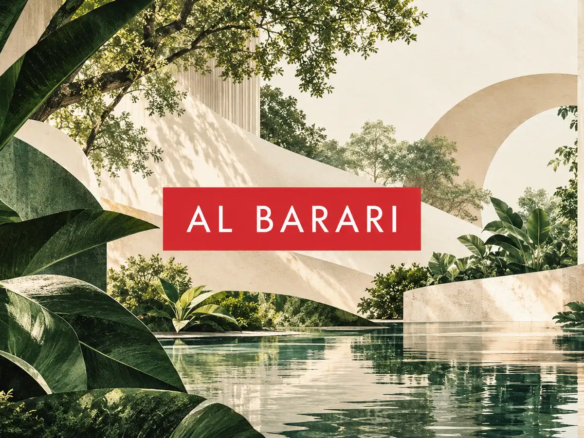 Illustration éditoriale des jardins et de l’eau autour d’Al Barari à Dubai