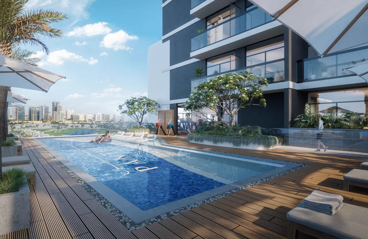 Rendu de la piscine du projet VOXA à Jumeirah Village Triangle